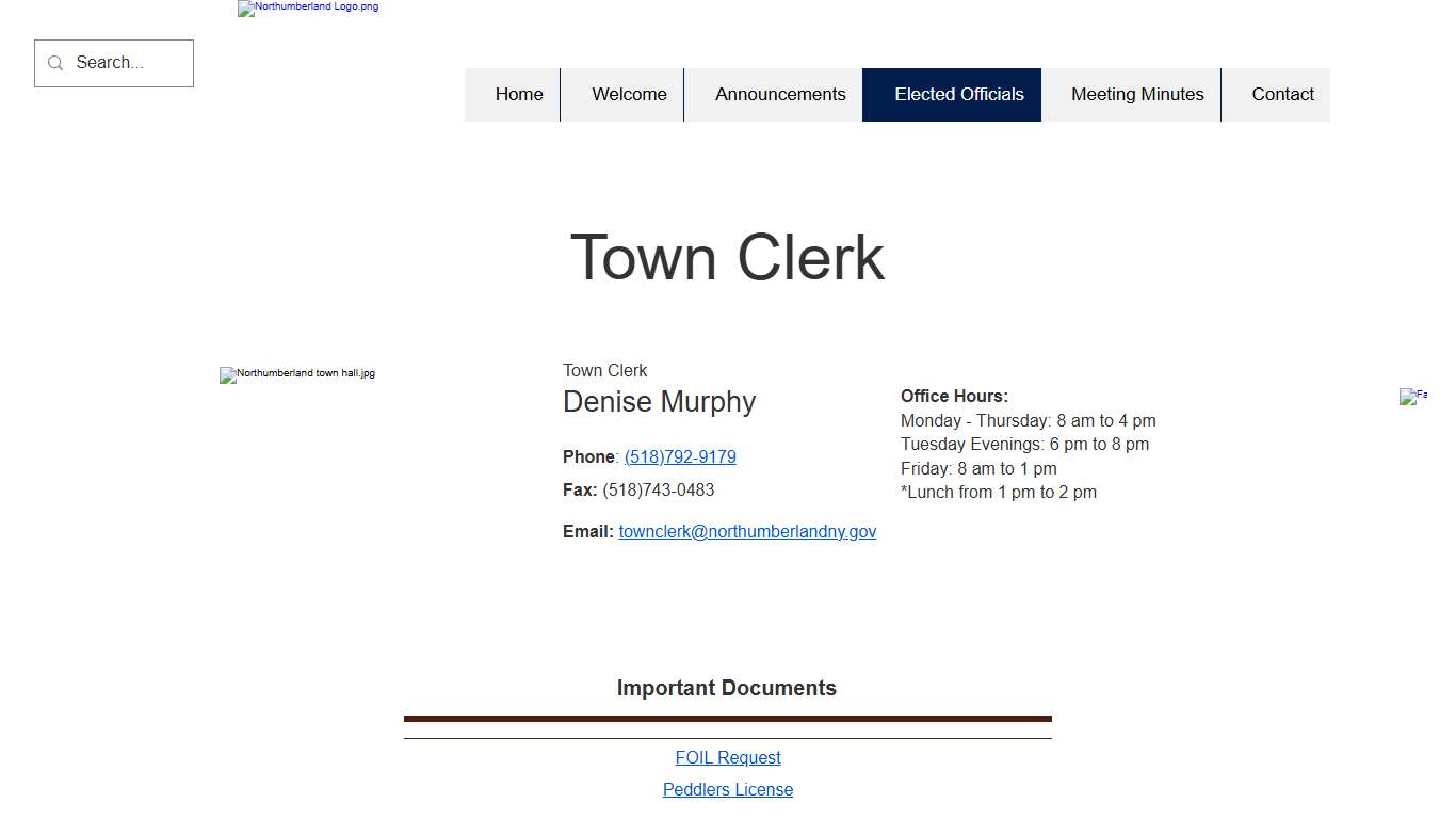Town Clerk Town Of Northumberla