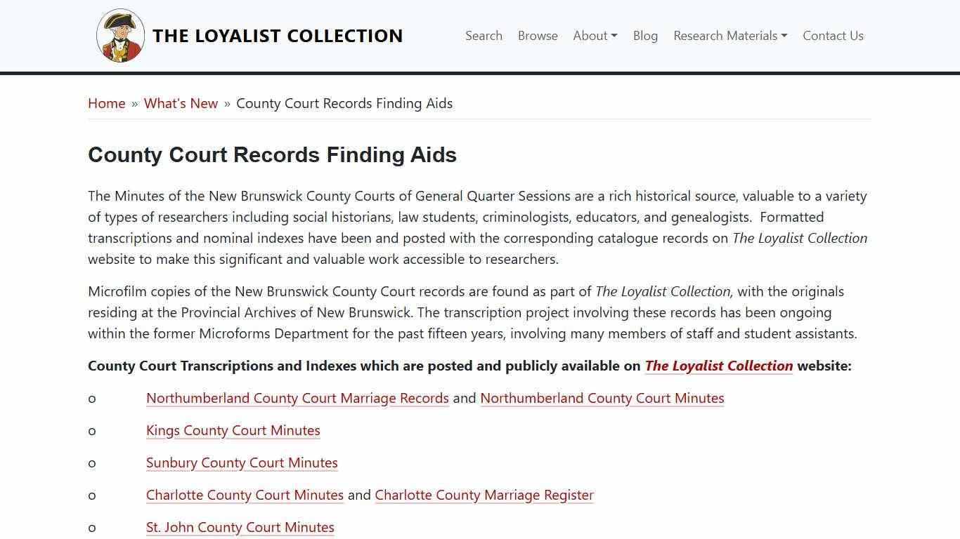 County Court Records Finding Aids The Loyalist Collection