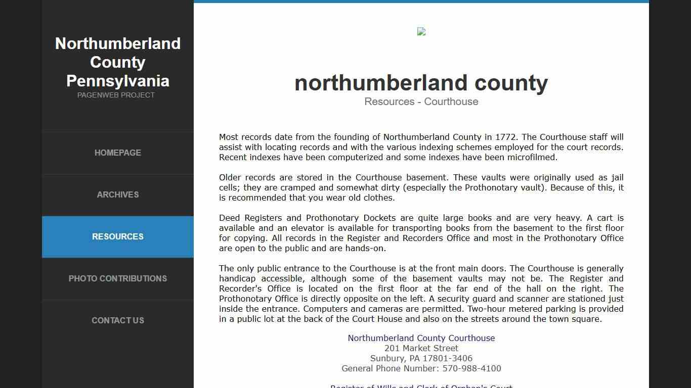 Northumberland County, Pennsylvania - PAGenWeb - Resources Page